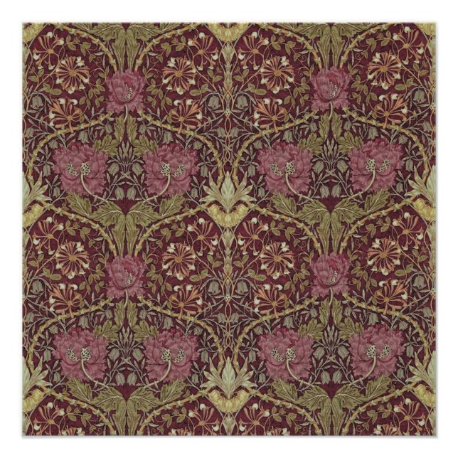 William Morris, Honeysuckle, Blumenmuster, Kunst Poster (Vorderseite)