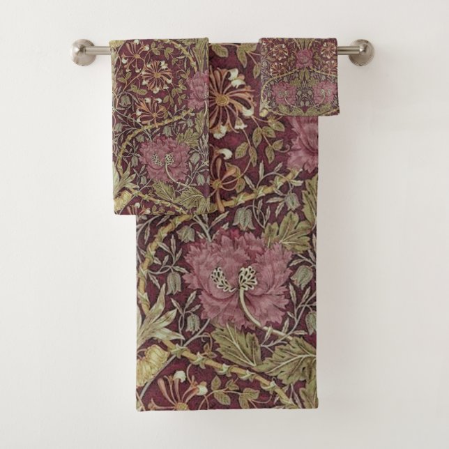 William Morris, Honeysuckle, blumenreich. Muster,  Badhandtuch Set (Insitu)