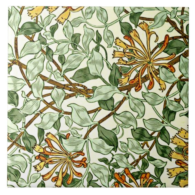 William Morris - Honeysuckle green and gold l Fliese (Vorderseite)