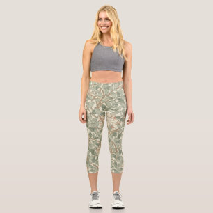 William Morris Honeysuckle Green Capri Leggings