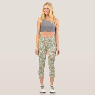 William Morris Honeysuckle Green Capri Leggings