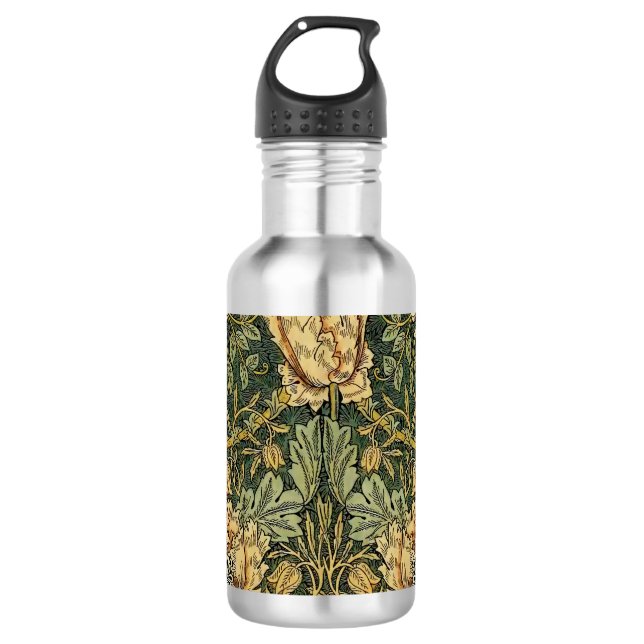 William Morris Honeysuckle Green Edelstahlflasche (Vorderseite)