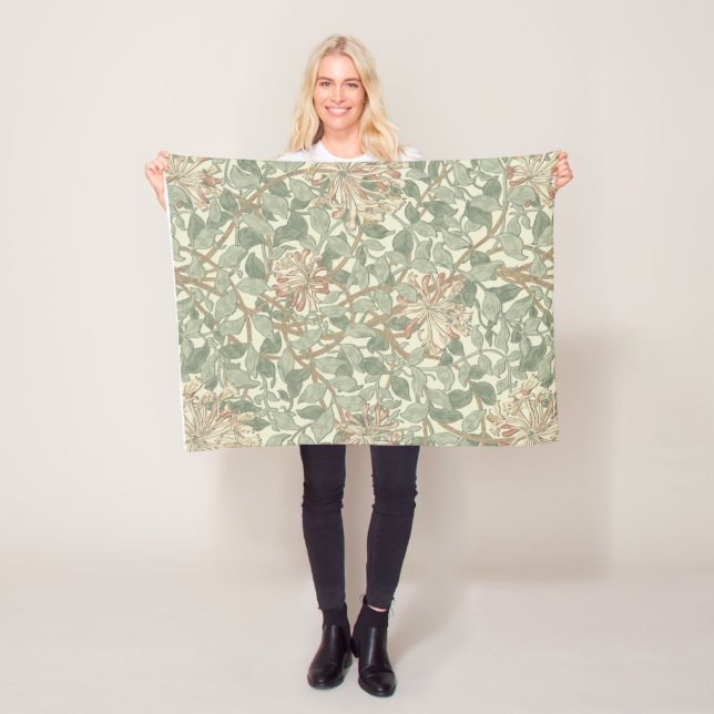 William Morris Honeysuckle Green Fleecedecke (Beispiel)