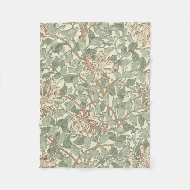 William Morris Honeysuckle Green Fleecedecke (Vorderseite)
