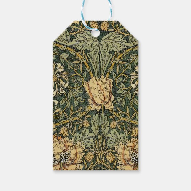William Morris Honeysuckle Green Geschenkanhänger (Vorderseite)