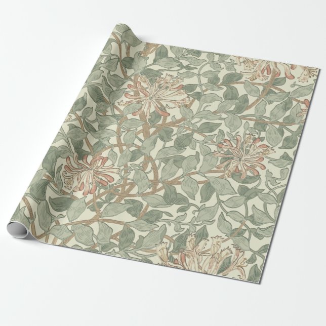 William Morris Honeysuckle Green Geschenkpapier (Ungerollt)