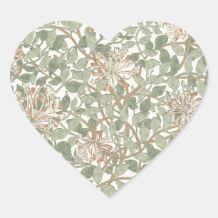 William Morris Honeysuckle Green Herz-Aufkleber