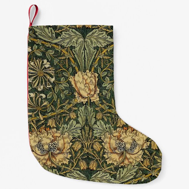 William Morris Honeysuckle Green Kleiner Weihnachtsstrumpf (Vorderseite)