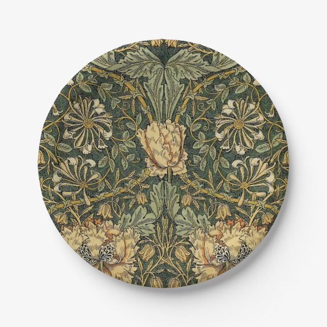 William Morris Honeysuckle Green Pappteller (Vorderseite)