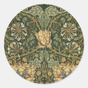 William Morris Honeysuckle Green Runder Aufkleber
