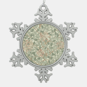 William Morris Honeysuckle Green Schneeflocken Zinn-Ornament