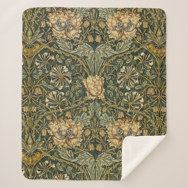 William Morris Honeysuckle Green Sherpadecke (Vorderseite)