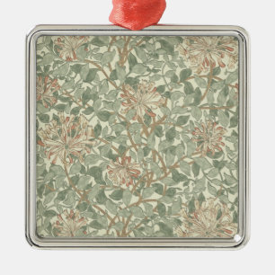 William Morris Honeysuckle Green Silbernes Ornament
