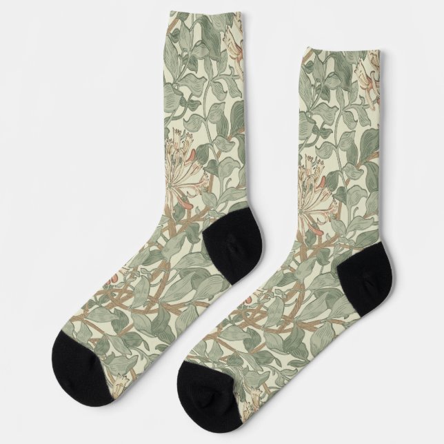 William Morris Honeysuckle Green Socken (Linkes Detail)