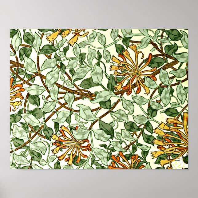 William Morris - Honeysuckle Green und Gold Poster (Vorne)