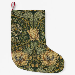 William Morris Honeysuckle Green Yellow Kleiner Weihnachtsstrumpf