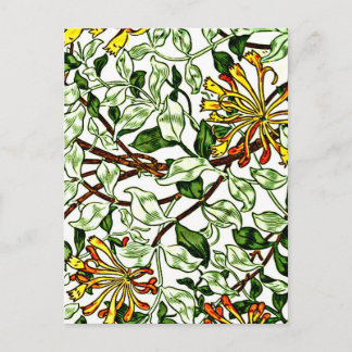William Morris - Honeysuckle, grün und gelb Postkarte