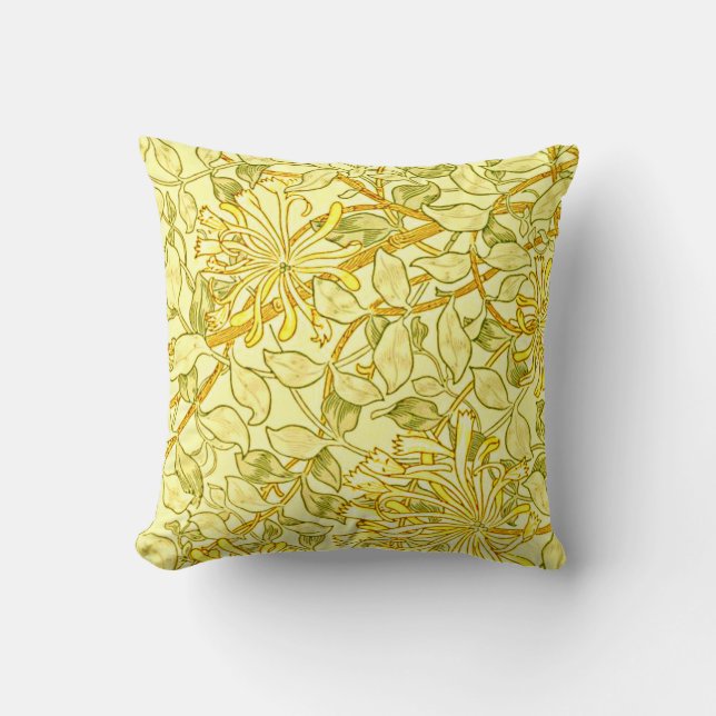 William Morris - Honeysuckle in Gelb Kissen (Vorderseite)