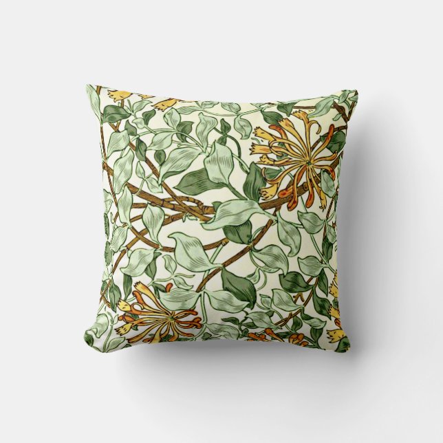 William Morris - Honeysuckle in Green und Gold Kissen (Vorderseite)