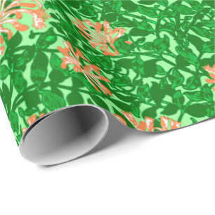 William Morris Honeysuckle, Peach und Green Geschenkpapier