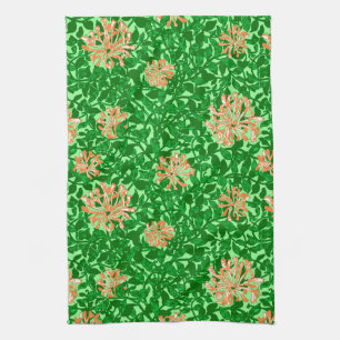 William Morris Honeysuckle, Peach und Green Geschirrtuch