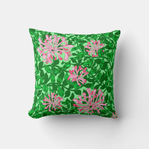 William Morris Honeysuckle, Pink und Green Kissen