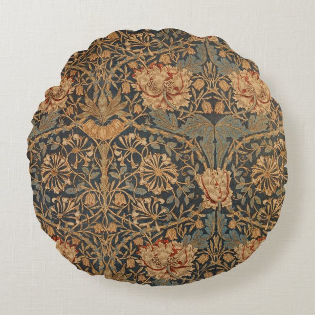 William Morris Honeysuckle Rich Wallpaper Rundes Kissen (Vorderseite)