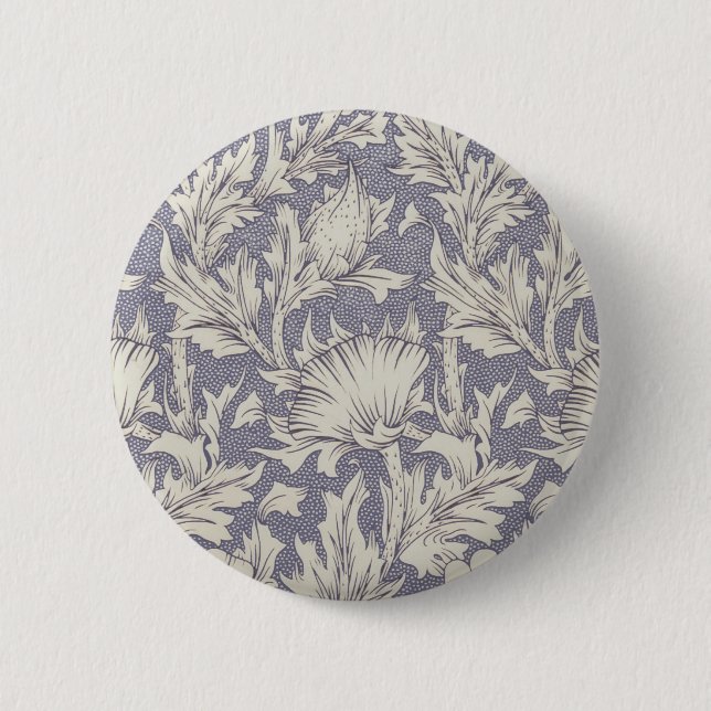 William Morris Horn Poppy Classic Floral Button (Vorderseite)