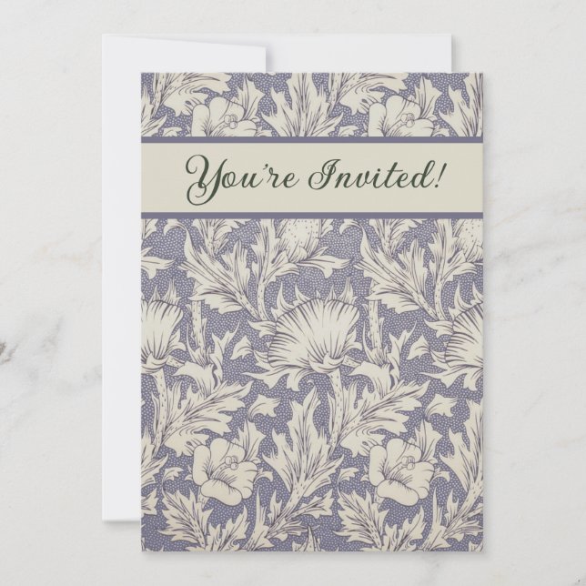 William Morris Horn Poppy Classic Floral Einladung (Vorderseite)