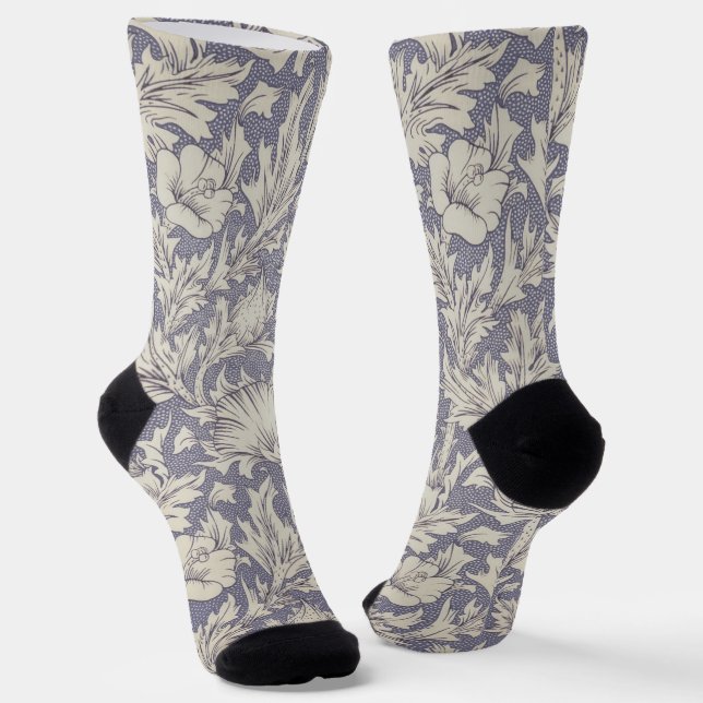 William Morris Horn Poppy Classic Floral Socken (Gewinkelt)