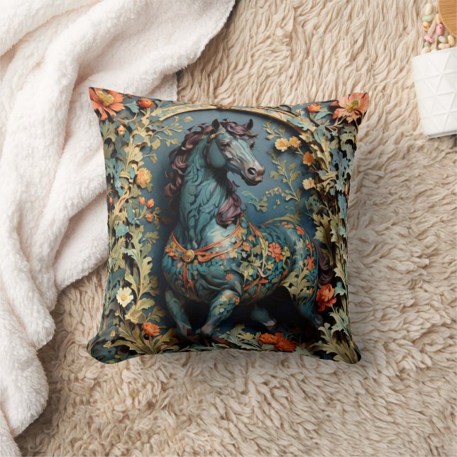 William Morris Horse Throw Pillow Kissen (Decke)