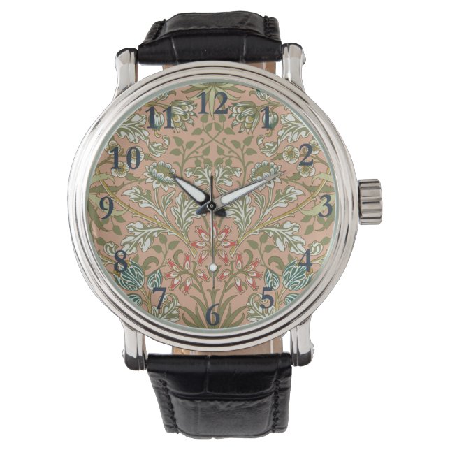 William Morris Hyacinth Blume Rose Armbanduhr (Vorderseite)