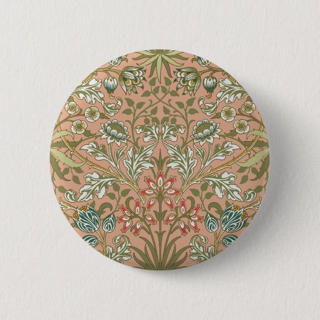 William Morris Hyacinth Blume Rose Button (Vorderseite)