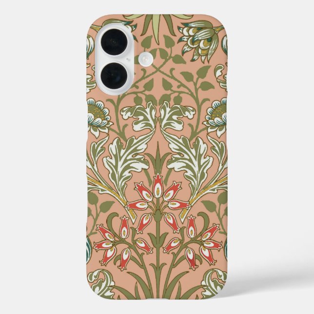 William Morris Hyacinth Blume Rose iPhone 16 Hülle (Rückseite)