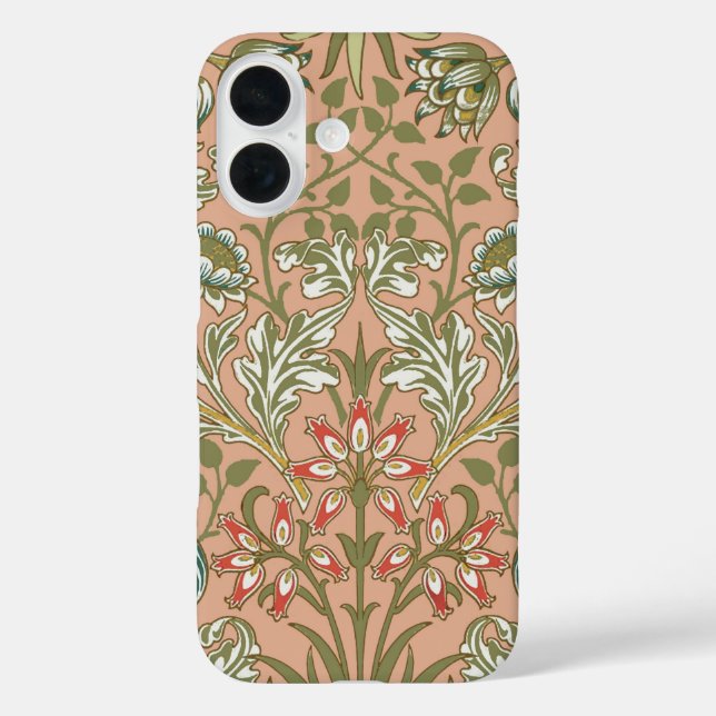 William Morris Hyacinth Blume Rose iPhone 16 Hülle (Rückseite)