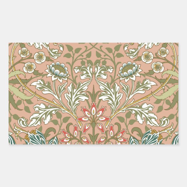 William Morris Hyacinth Blume Rose Rechteckiger Aufkleber (Vorderseite)