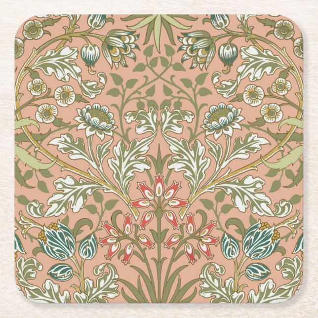 William Morris Hyacinth Blume Rose Rechteckiger Pappuntersetzer (Vorderseite)