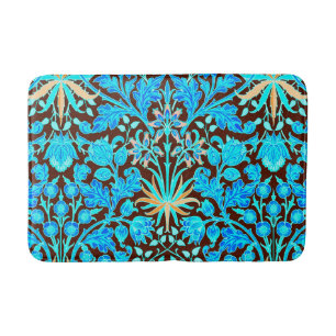 William Morris Hyacinth Print, Aqua und Brown Badematte