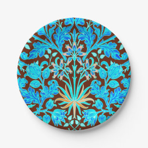 William Morris Hyacinth Print, Aqua und Brown Pappteller