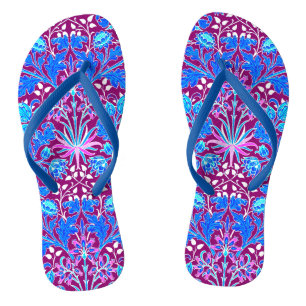 William Morris Hyacinth Print, Aqua und Lila Flip Flops