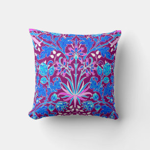 William Morris Hyacinth Print, Aqua und Lila Kissen