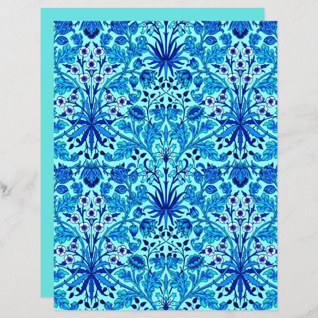 William Morris Hyacinth Print, Aqua und Türkis (Vorne/Hinten)