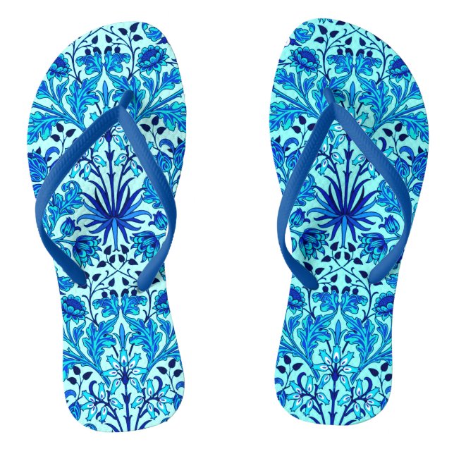 William Morris Hyacinth Print, Aqua und Türkis Flip Flops (Fußbett)