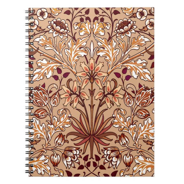 William Morris Hyacinth Print, Brown und Beige Notizblock (Vorderseite)