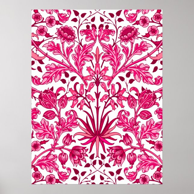 William Morris Hyacinth Print, Burgundy und Pink Poster (Vorne)