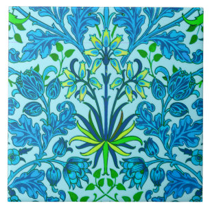 William Morris Hyacinth Print, Cerulean Blue Fliese