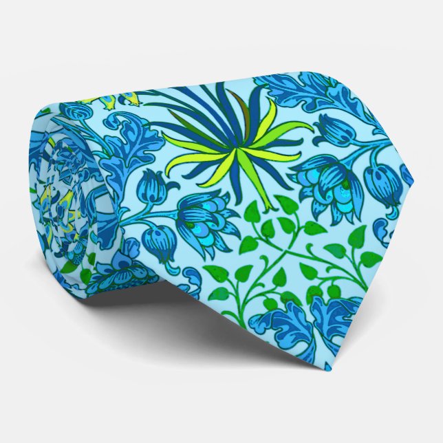 William Morris Hyacinth Print, Cerulean Blue Krawatte (Gerollt)