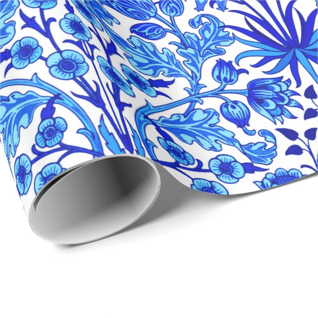William Morris Hyacinth Print, Cobalt Blue & White Geschenkpapier (Rolleneckpunkt)