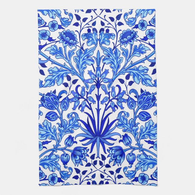 William Morris Hyacinth Print, Cobalt Blue & White Geschirrtuch (Vertikal)