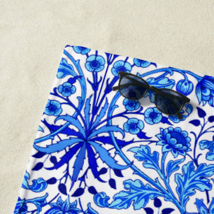 William Morris Hyacinth Print, Cobalt Blue & White Strandtuch